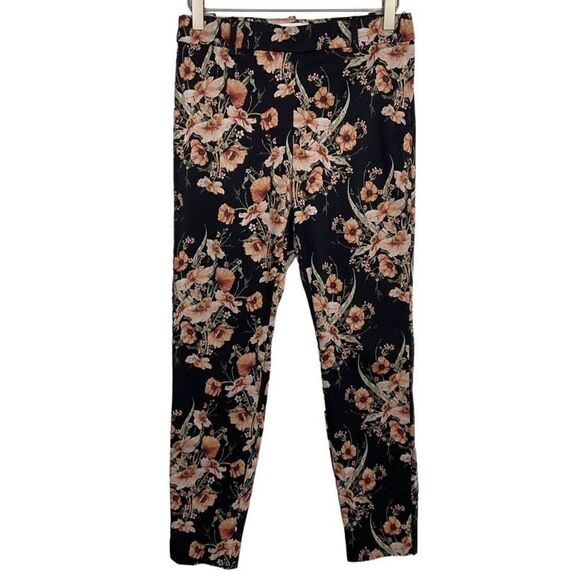 H&M Black Floral Print Slim Fit Pants 6 - Picture 1 of 5